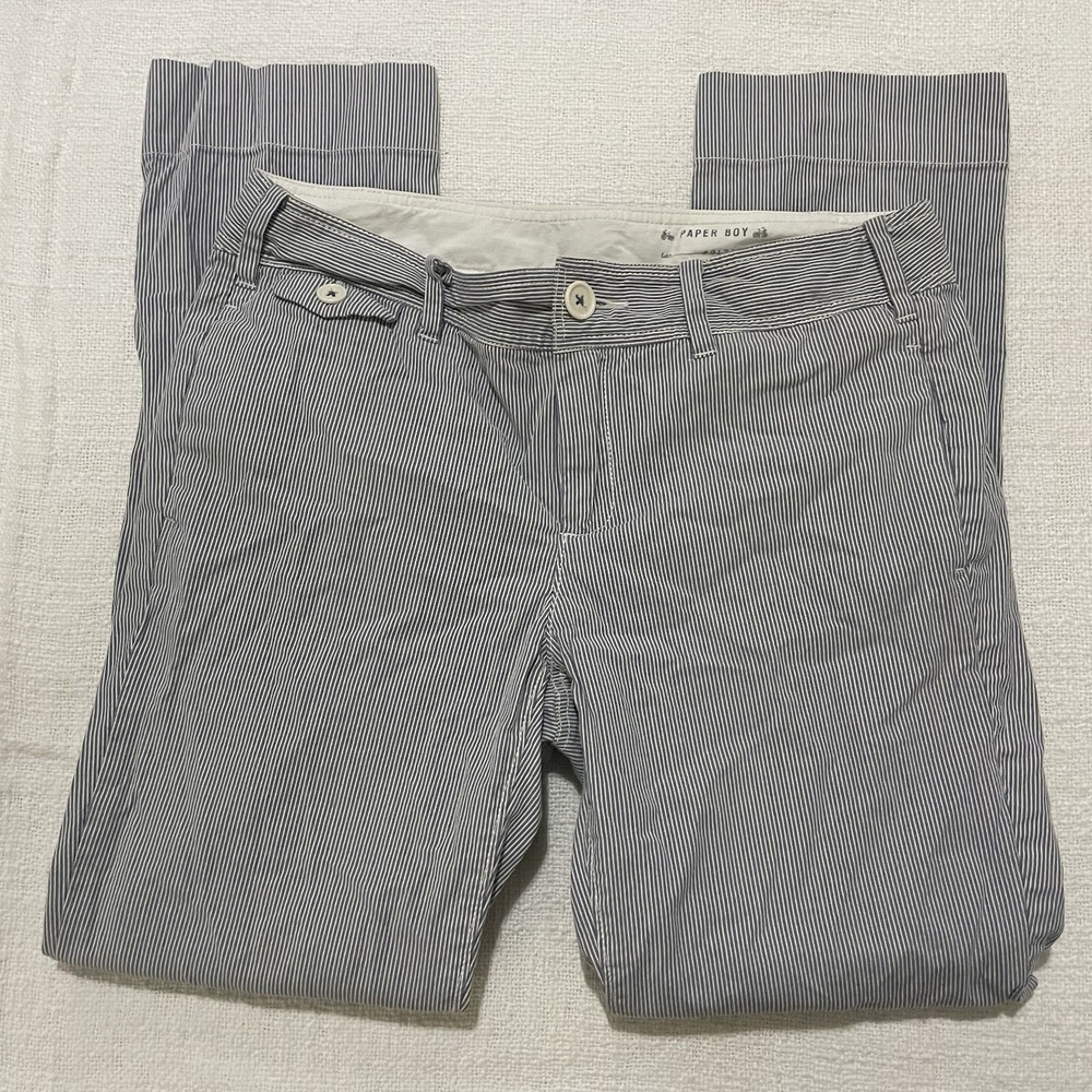 Paper Boy women's 4 flap‎ pocket ankle pants stretch tapered slit leg striped